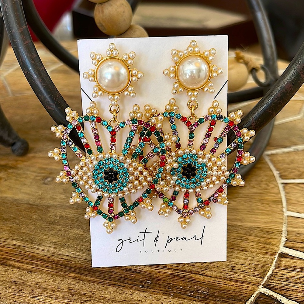Multi colored heart earrings